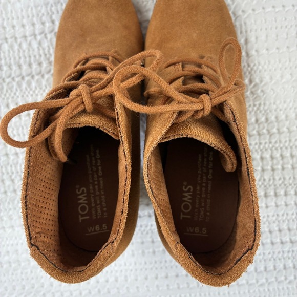 Toms Lunata Boots Lace Up Heeled Ankle Booties Suede Tan 6.5 Neutral Boho - Picture 13 of 13